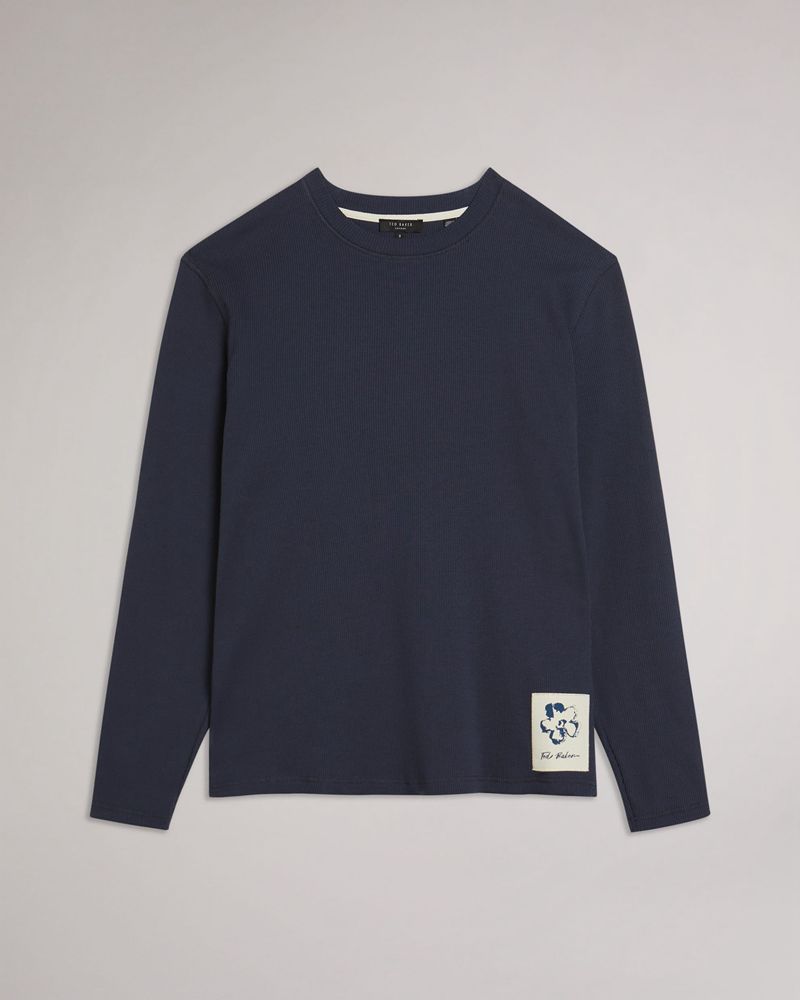 Ted Baker Ditton Long Sleeve Ribbed Blast Herr Marinblå | WCX-724615