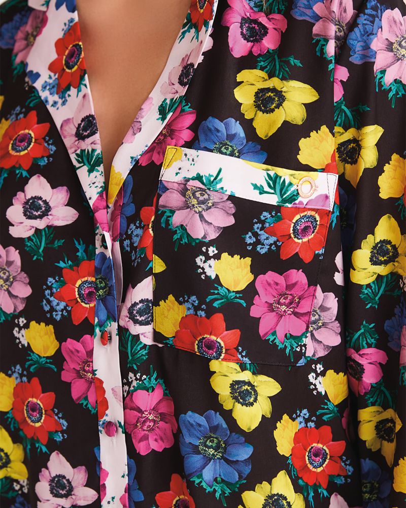 Ted Baker Dittsi Floral Button Through Set Nattkläder Dam Svarta | SHE-416583