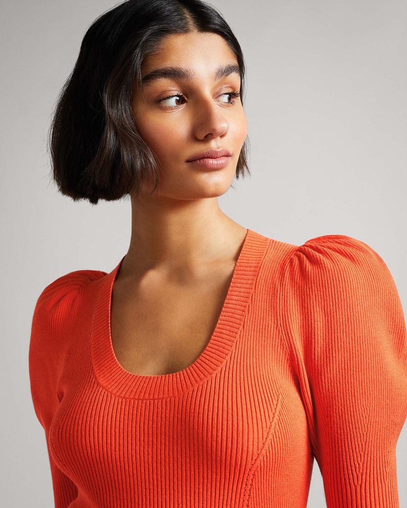 Ted Baker Dollra Scoop Neck Bodycon Klänning Dam Orange | OSG-761342