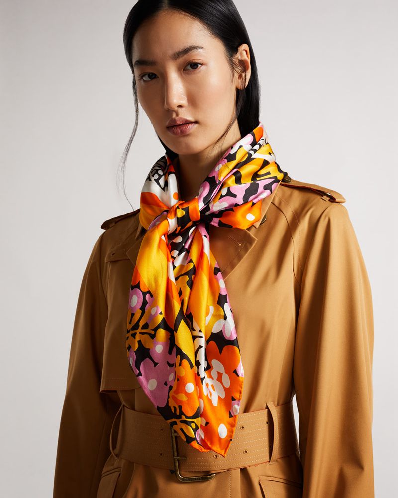 Ted Baker Dories New World Square Silk Halsduk Dam Svarta | TUL-015986