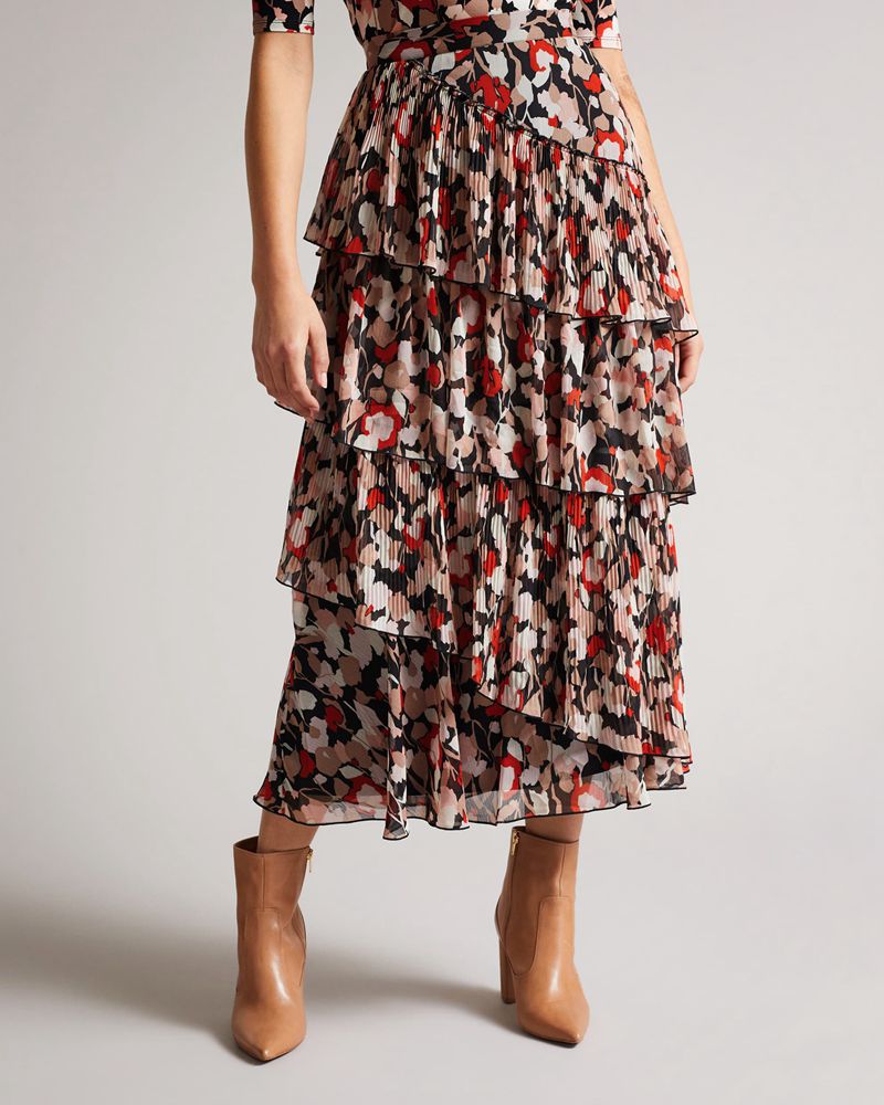 Ted Baker Dorniered Frill Midi Kjolar Dam Rosa | KED-208365