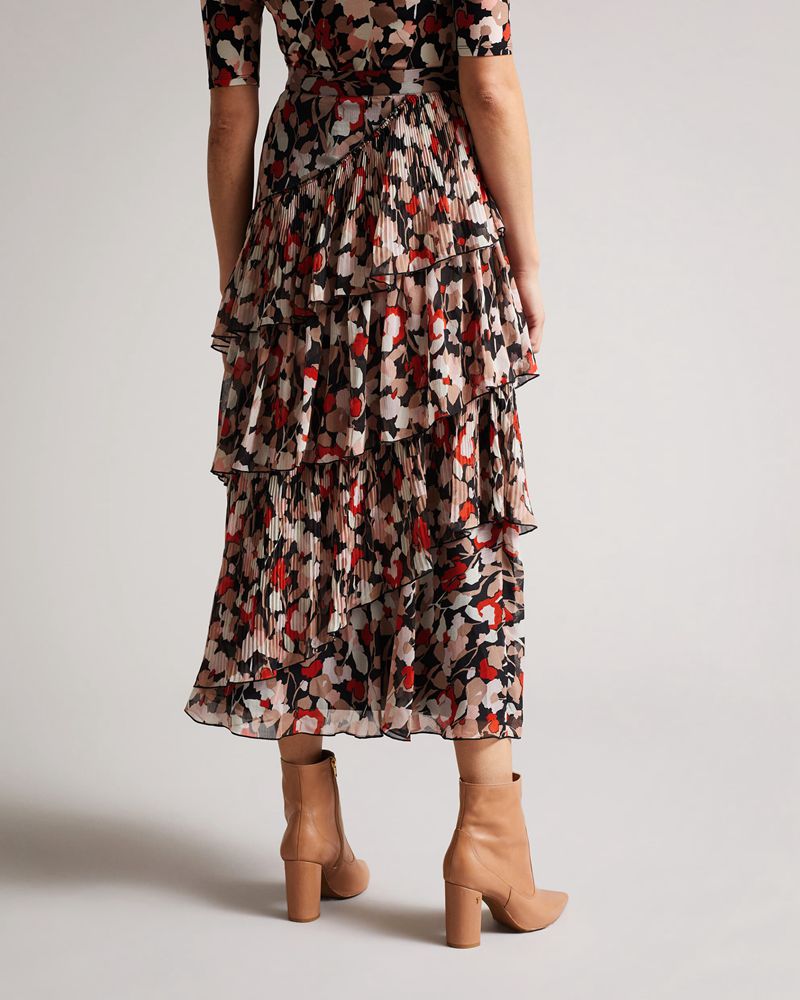 Ted Baker Dorniered Frill Midi Kjolar Dam Rosa | KED-208365