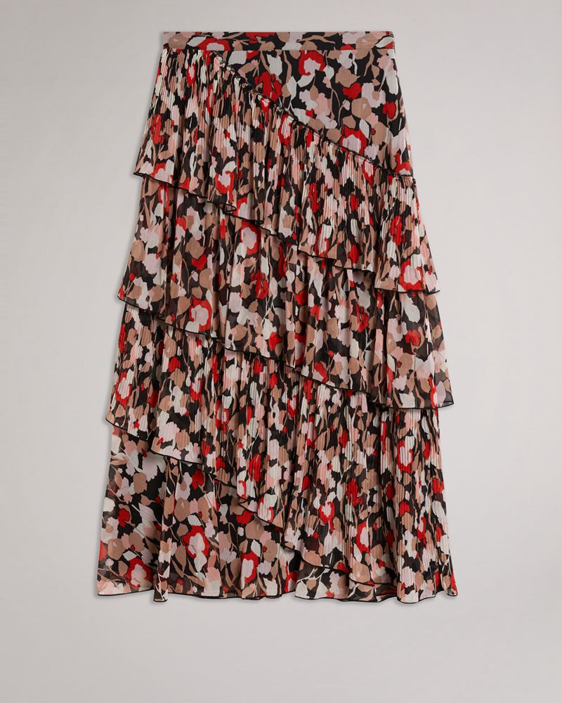 Ted Baker Dorniered Frill Midi Kjolar Dam Rosa | KED-208365