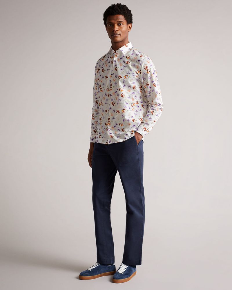 Ted Baker Doverco Long Sleeve Mini Floral Print Skjorta Herr Vita | YAS-108493