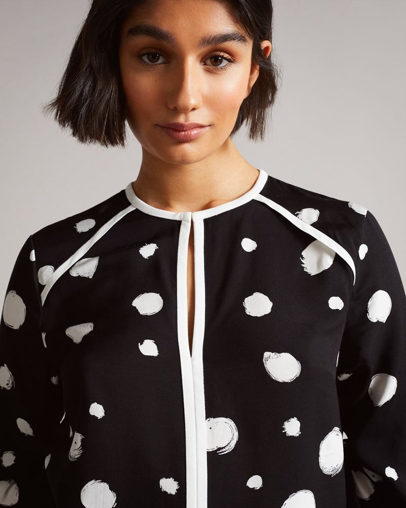 Ted Baker Dulani Spot Print With Contrast Binding Blast Dam Svarta | ATO-172835