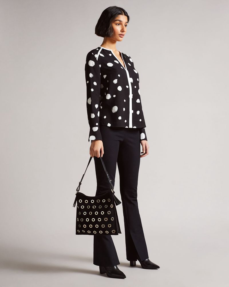 Ted Baker Dulani Spot Print With Contrast Binding Blast Dam Svarta | ATO-172835
