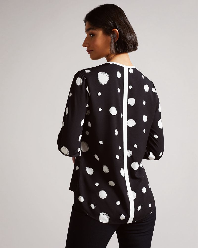Ted Baker Dulani Spot Print With Contrast Binding Blast Dam Svarta | ATO-172835