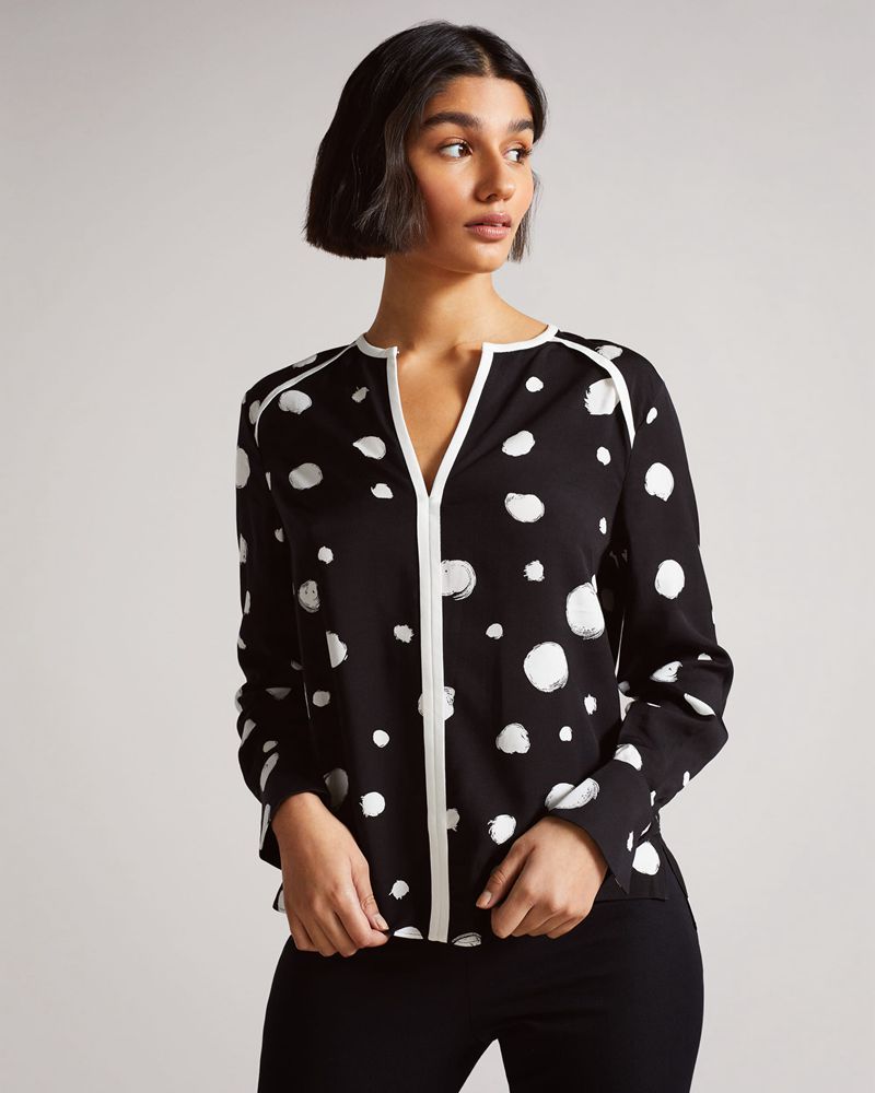 Ted Baker Dulani Spot Print With Contrast Binding Blast Dam Svarta | ATO-172835