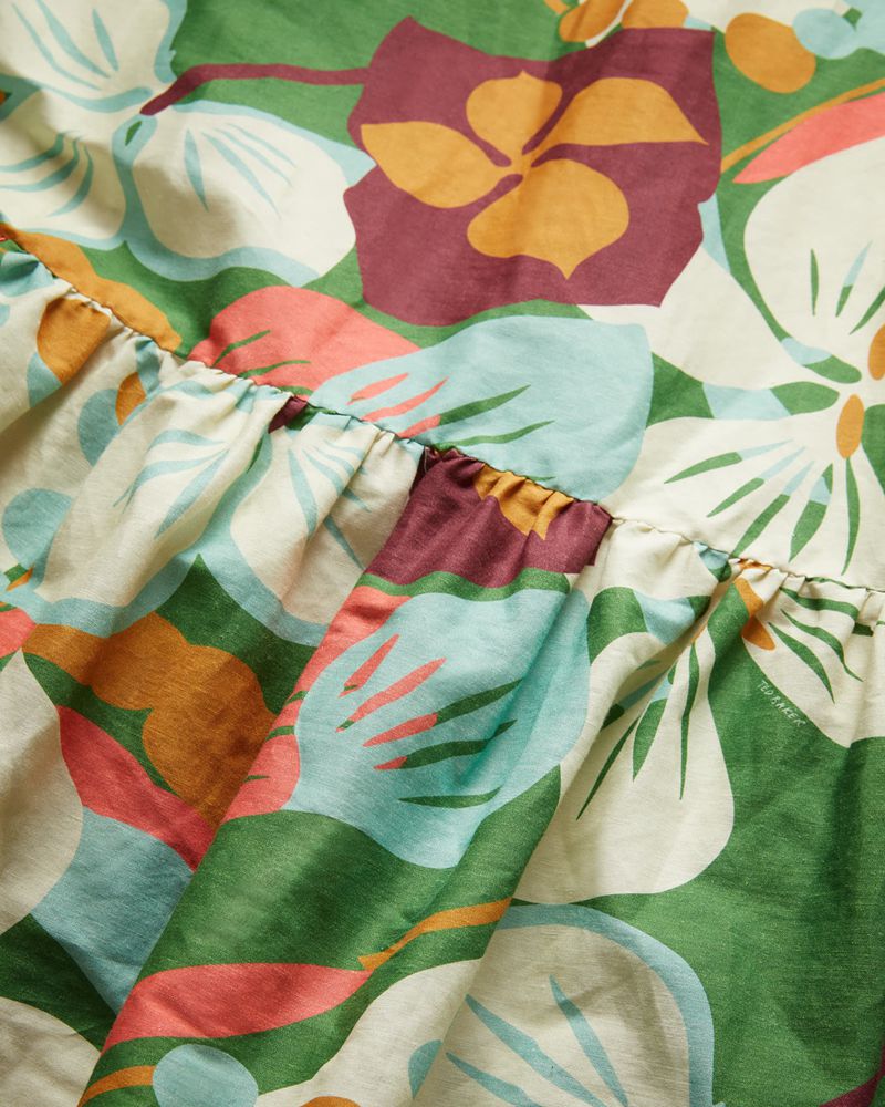 Ted Baker Dulina Snörade Linen Maxi With Pleat Detail Klänning Dam Gröna | YML-517906