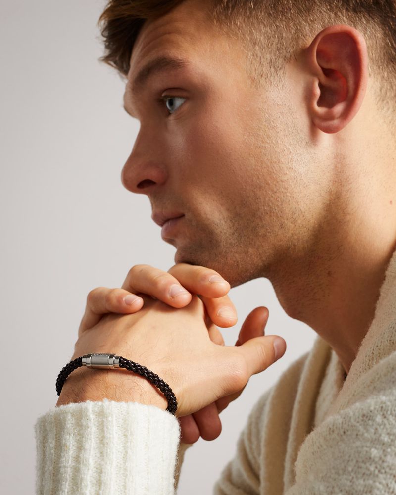 Ted Baker Duran Läder Woven Bracelet Klocka Herr Bruna | CUW-369542
