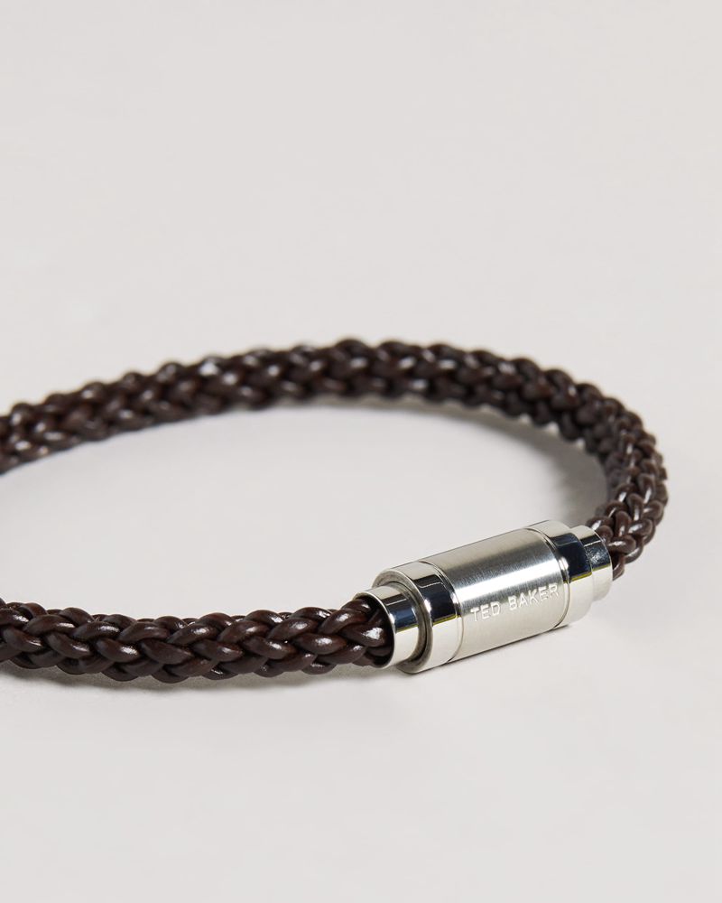 Ted Baker Duran Läder Woven Bracelet Klocka Herr Bruna | CUW-369542