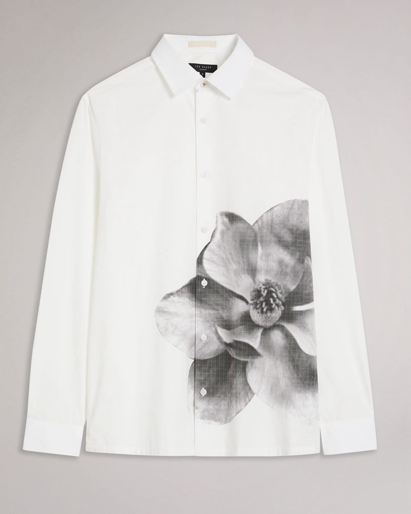 Ted Baker Durlo Long Sleeve Photographic Floral Printed Skjorta Herr Vita | GJL-253917