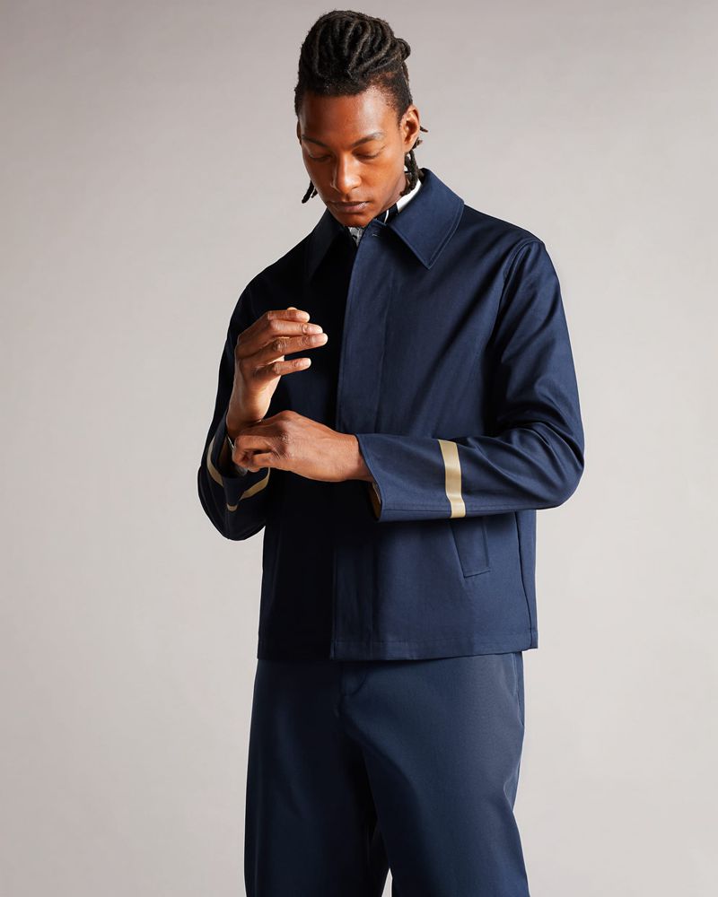 Ted Baker Eabost Bonded Mac Rockar Herr Marinblå | UNR-475028