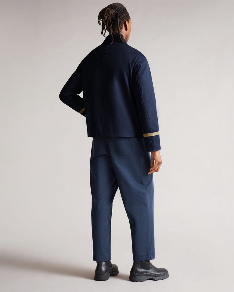 Ted Baker Eabost Bonded Mac Rockar Herr Marinblå | UNR-475028