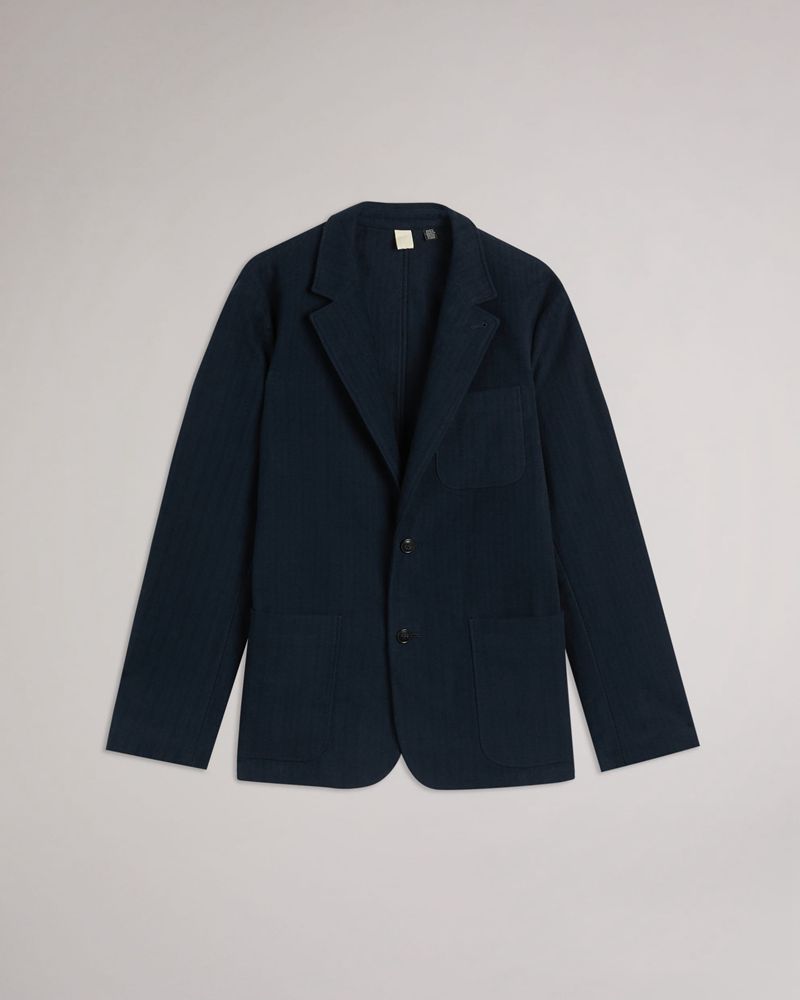 Ted Baker Efford Herringbone Moleskin Jacka Herr Marinblå | OUT-427698
