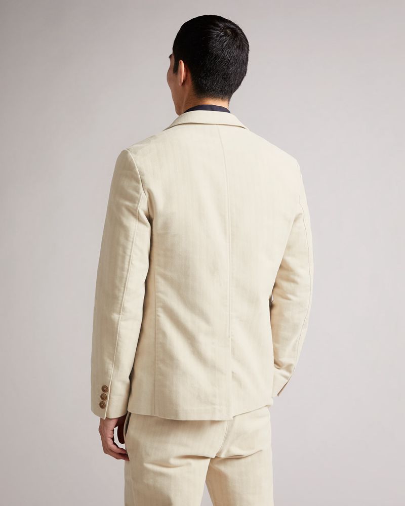 Ted Baker Efford Herringbone Moleskin Jacka Herr Natural | TQW-435268