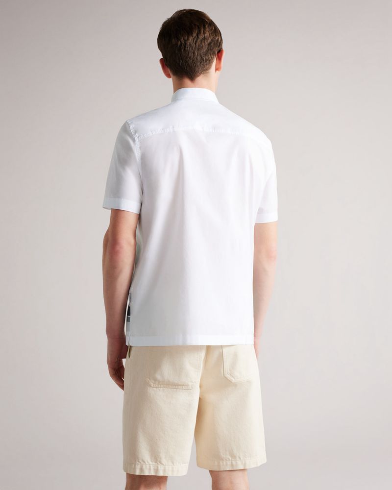 Ted Baker Eilian Ss Placement Print Skjorta Herr Vita | YFR-326149
