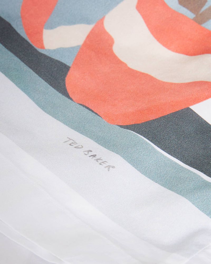 Ted Baker Eilian Ss Placement Print Skjorta Herr Vita | YFR-326149