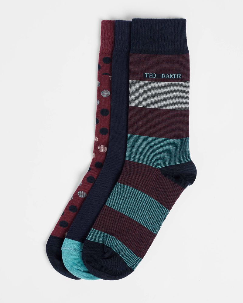 Ted Baker Eitentk Three Pack Of Strumpor Herr Olika Färger | QNX-598162