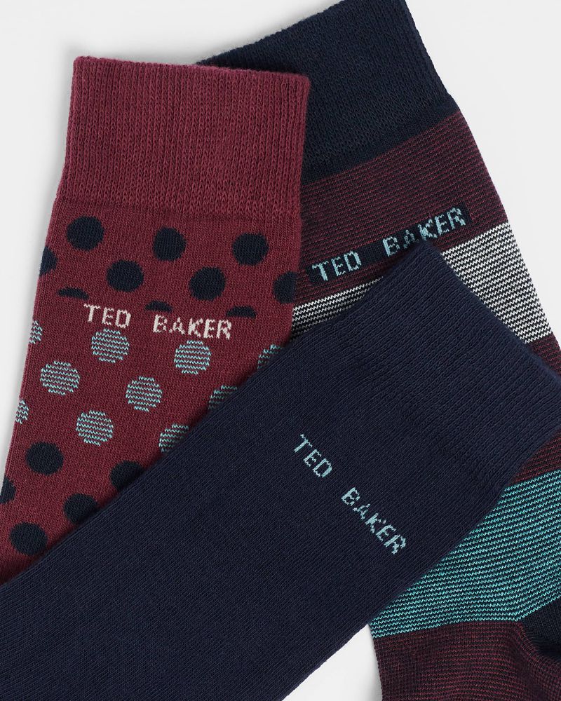 Ted Baker Eitentk Three Pack Of Strumpor Herr Olika Färger | QNX-598162