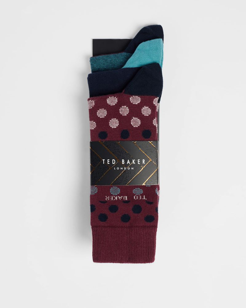Ted Baker Eitentk Three Pack Of Strumpor Herr Olika Färger | QNX-598162