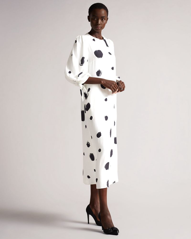 Ted Baker Eliyzza Button Up Midi With Cuffs Klänning Dam Vita | VZT-321807