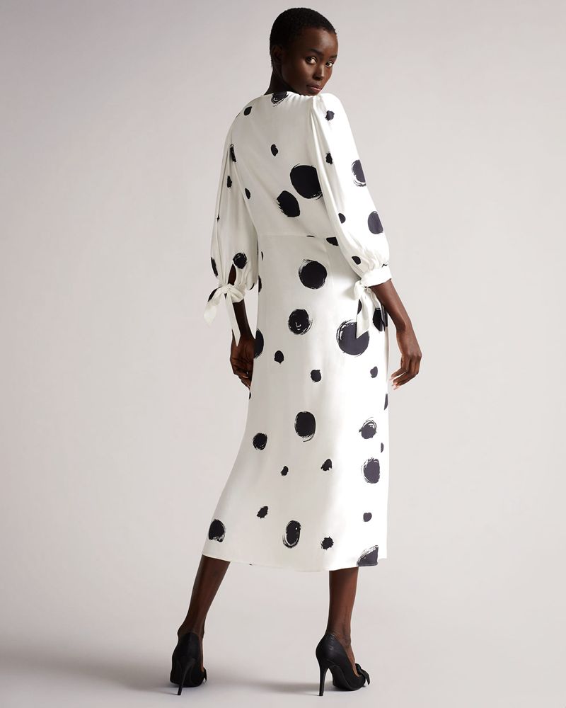 Ted Baker Eliyzza Button Up Midi With Cuffs Klänning Dam Vita | VZT-321807