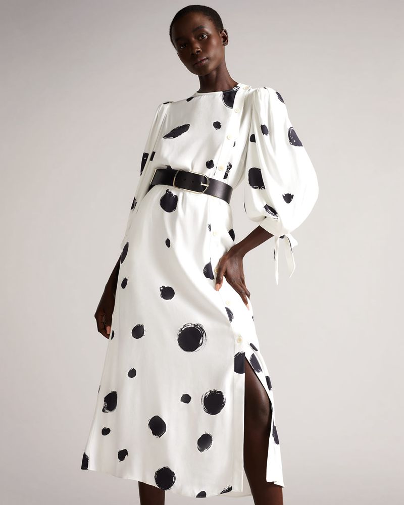 Ted Baker Eliyzza Button Up Midi With Cuffs Klänning Dam Vita | VZT-321807