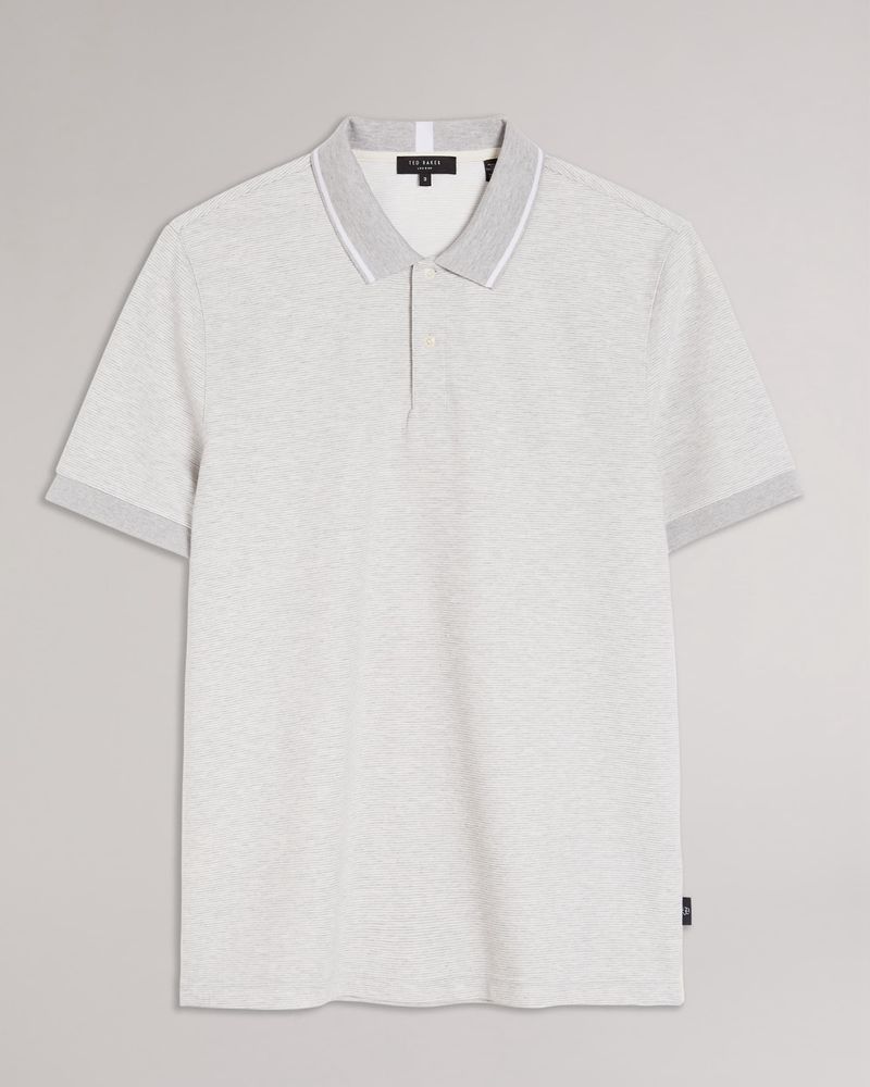 Ted Baker Ellerby Sleeve Striped Polo Blast Herr Gray | WPT-394750