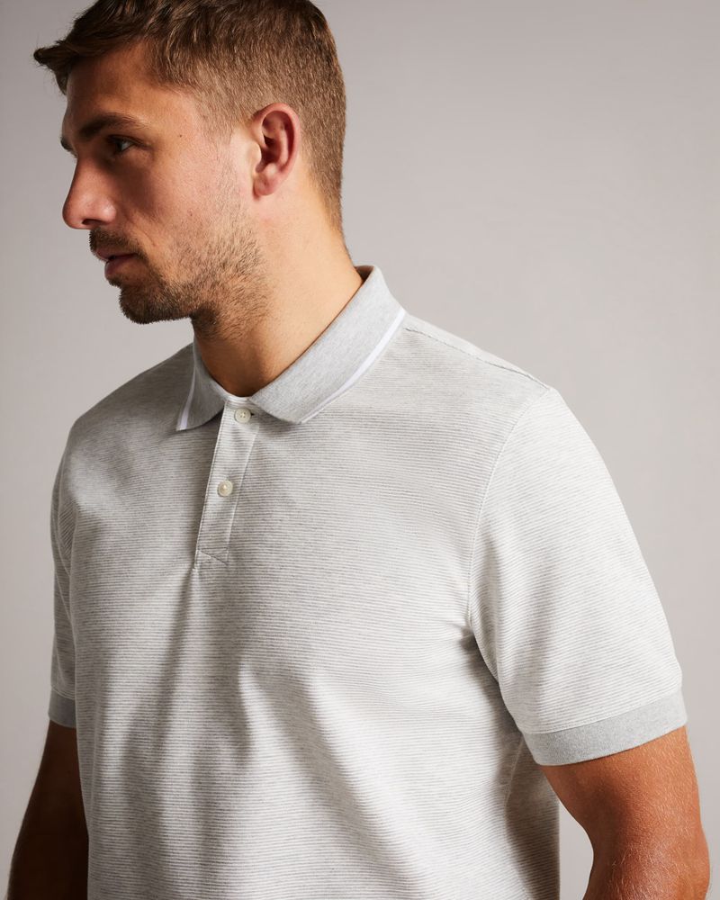 Ted Baker Ellerby Sleeve Striped Polo Blast Herr Gray | WPT-394750