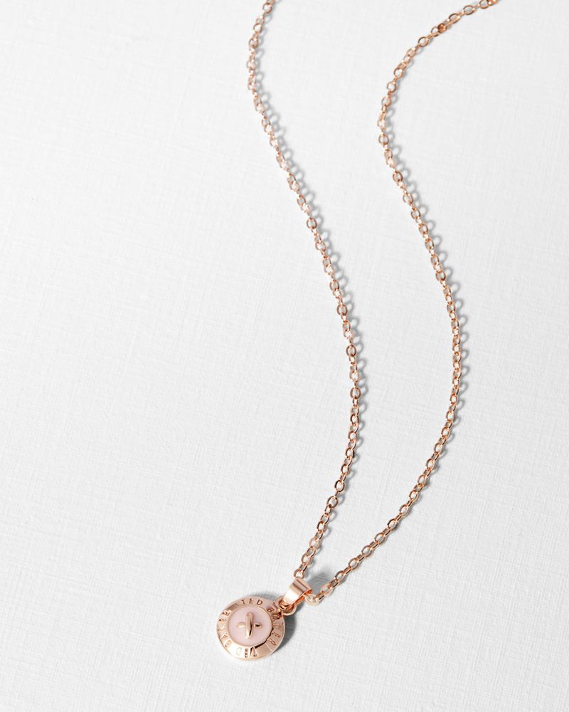Ted Baker Elvina Enamel Button Necklace Smycken Dam Rosa | BMY-403198