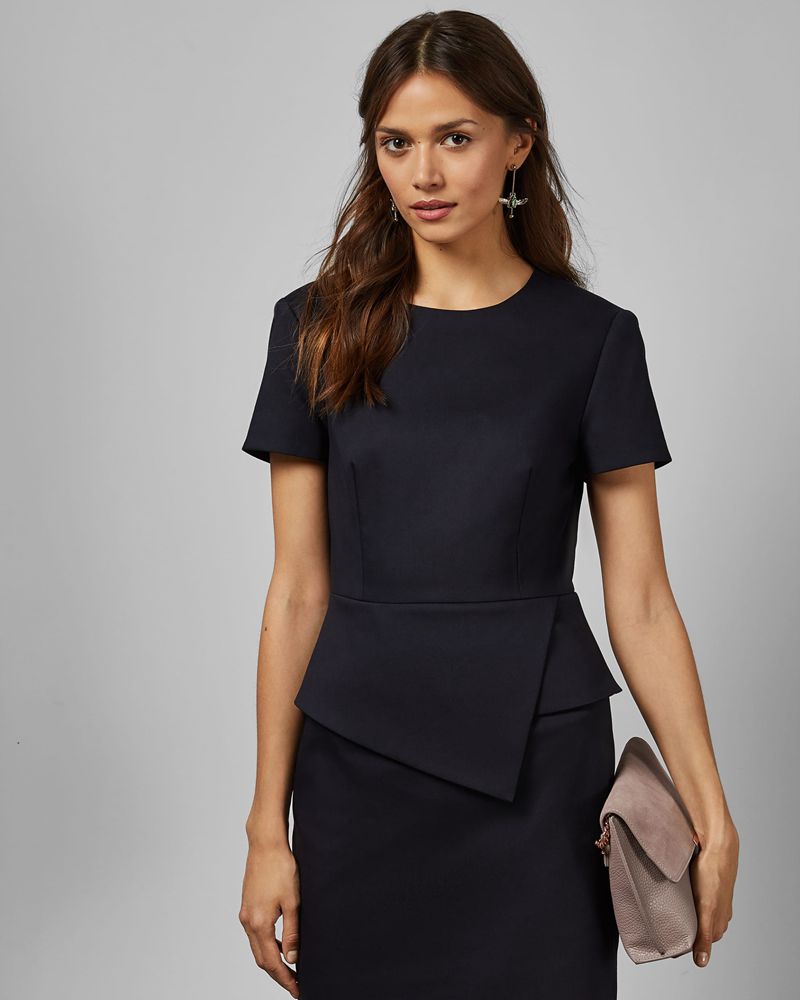Ted Baker Elynah Asymmetric Peplum Tailored Klänning Dam Blå | GKT-785413