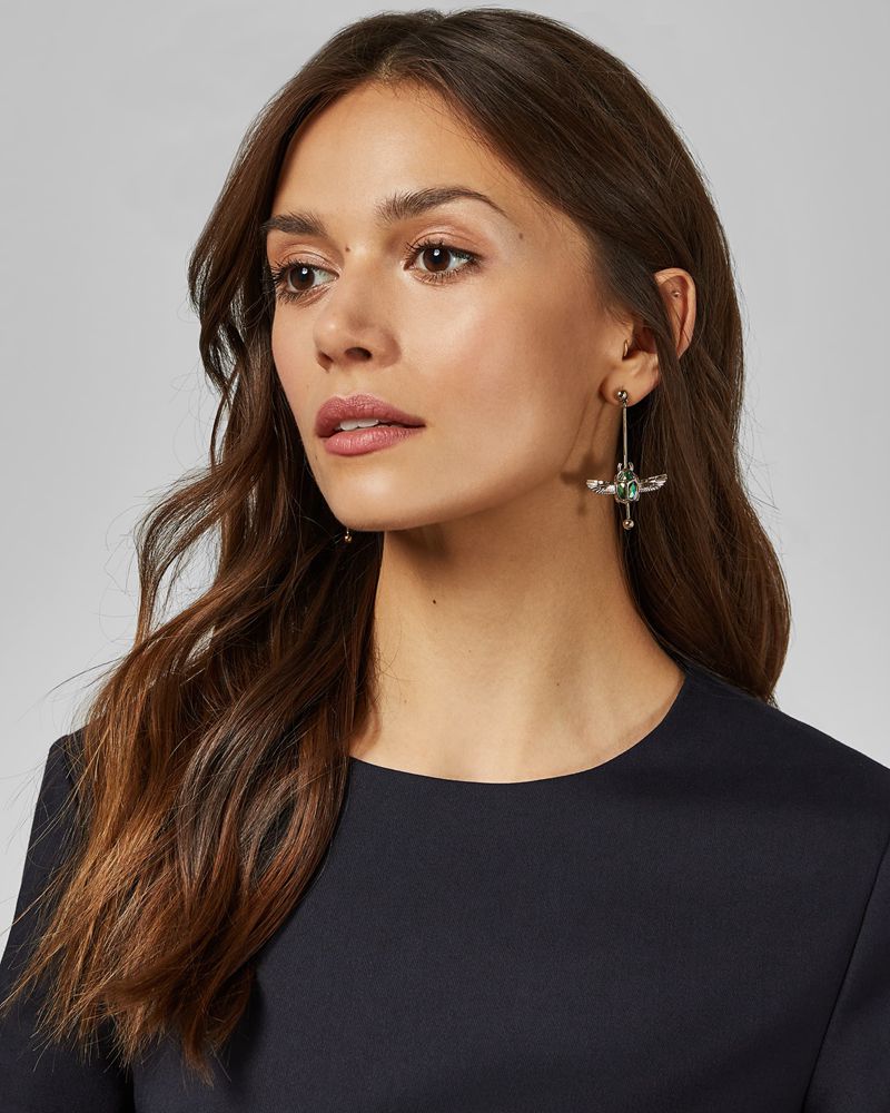 Ted Baker Elynah Asymmetric Peplum Tailored Klänning Dam Blå | GKT-785413