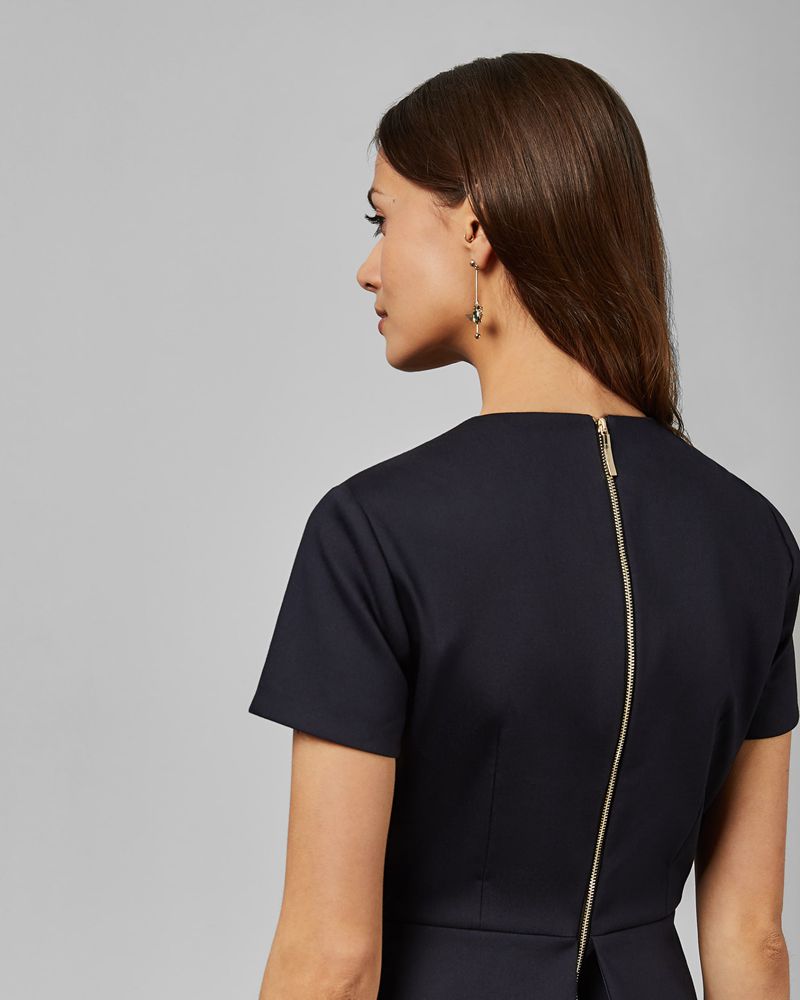 Ted Baker Elynah Asymmetric Peplum Tailored Klänning Dam Blå | GKT-785413