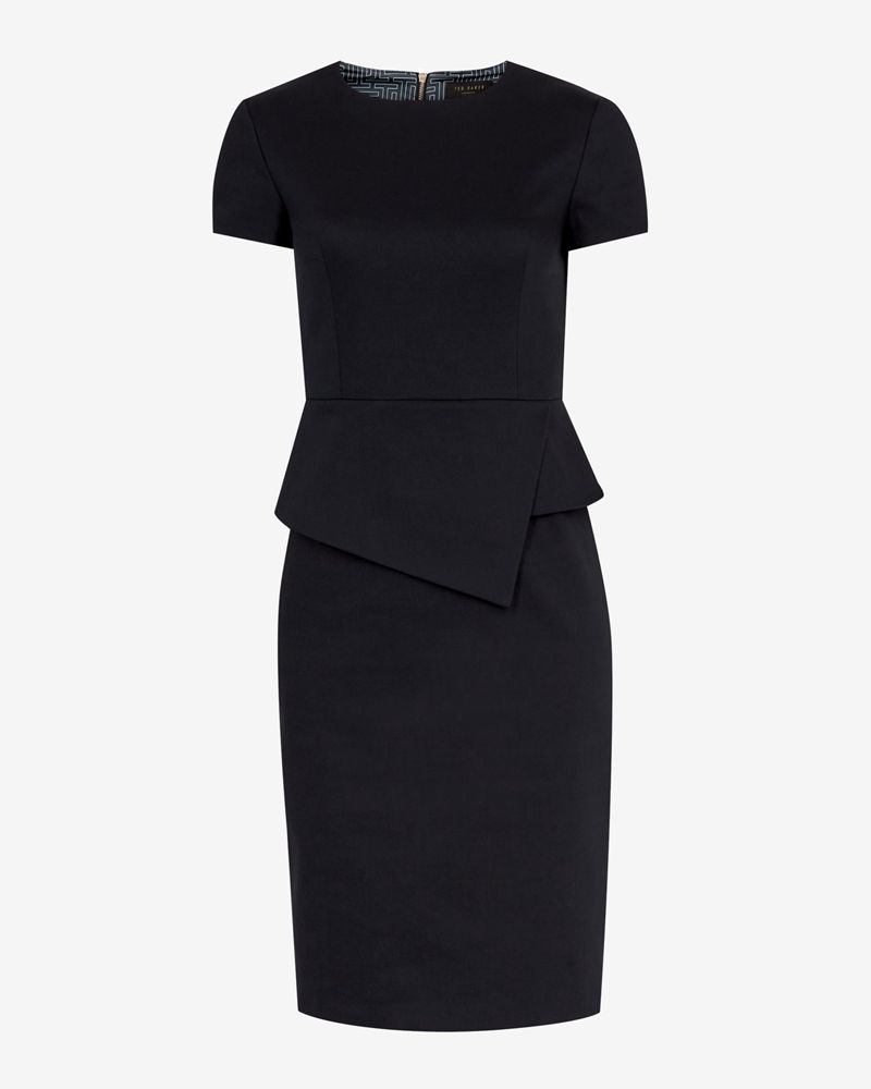 Ted Baker Elynah Asymmetric Peplum Tailored Klänning Dam Blå | GKT-785413