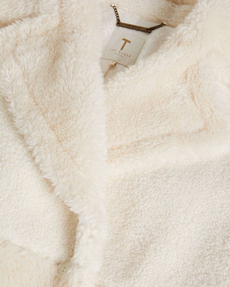 Ted Baker Emiliyy Mixed Fabric Faux Fur Cocoon Rockar Dam Vita | UEL-652871
