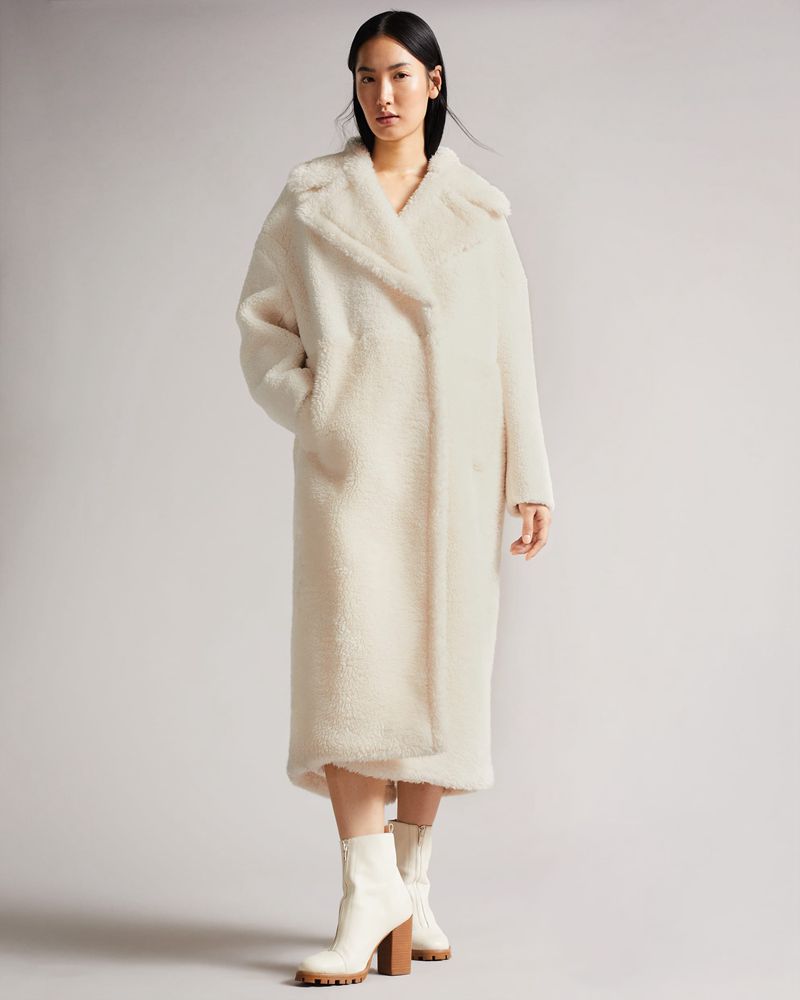 Ted Baker Emiliyy Mixed Fabric Faux Fur Cocoon Rockar Dam Vita | UEL-652871