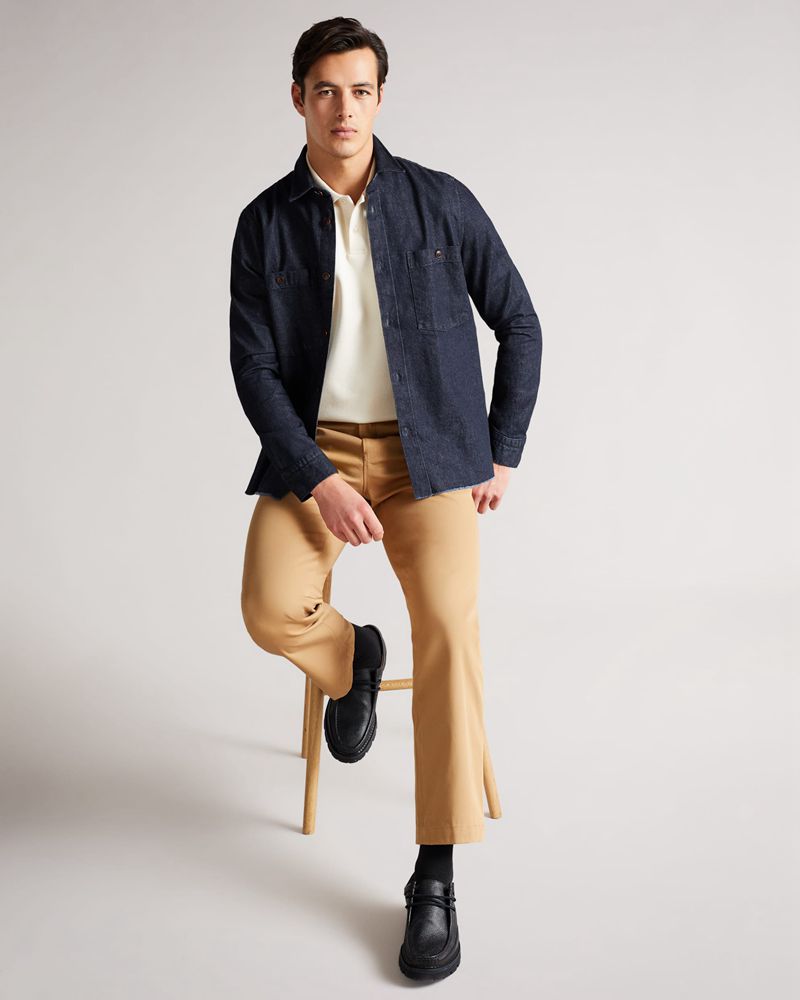 Ted Baker Enfield Long Sleeve Denim Over Skjorta Herr Blå | UVB-476825
