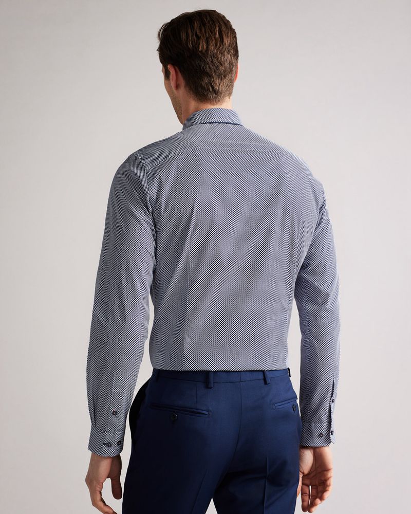 Ted Baker Eppinss Long Sleeve Slim Fit Skjorta Herr Marinblå | HNS-903584