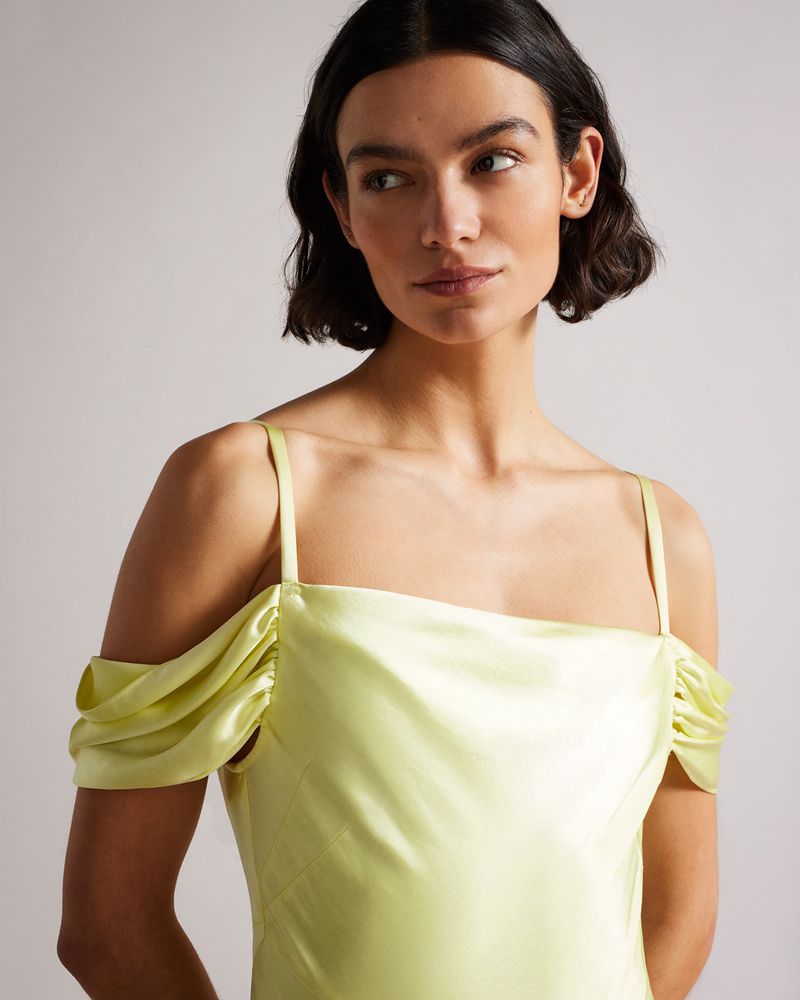 Ted Baker Esta Cold Cowl Front Midi Slip Klänning Dam Gula | DEM-026718
