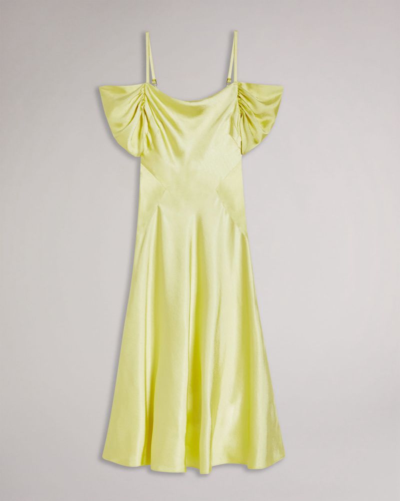 Ted Baker Esta Cold Cowl Front Midi Slip Klänning Dam Gula | DEM-026718
