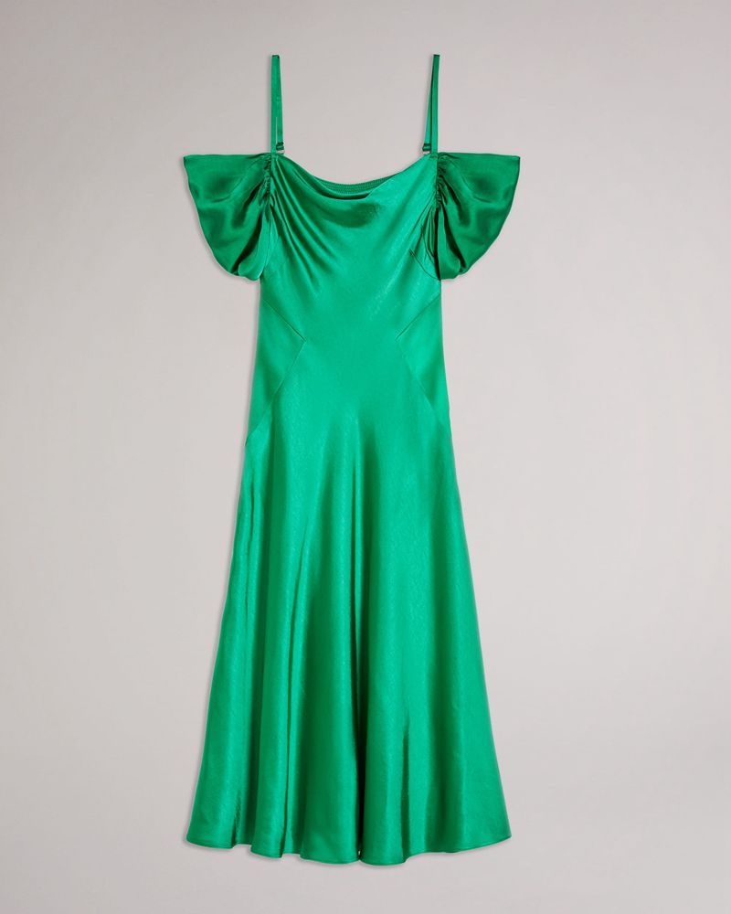 Ted Baker Esta Cold Cowl Front Midi Slip Klänning Dam Gröna | YQH-381569