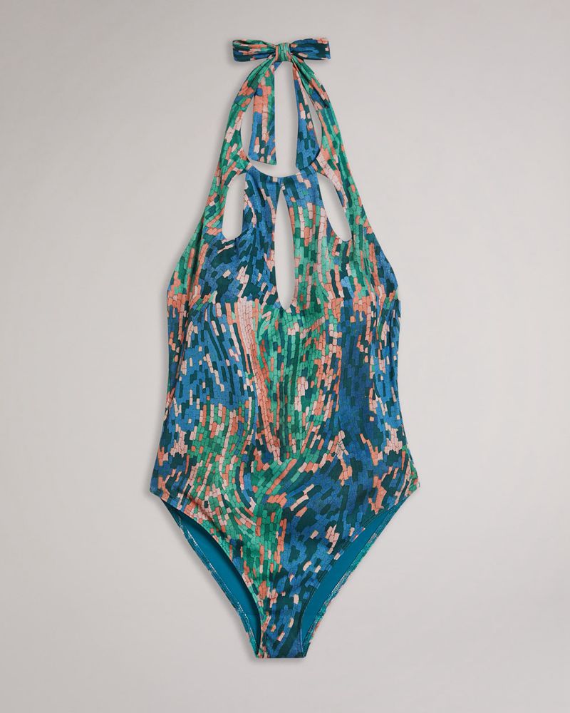 Ted Baker Evelon High Neck Swimsuit Badkläder Dam Blå | VGR-624751