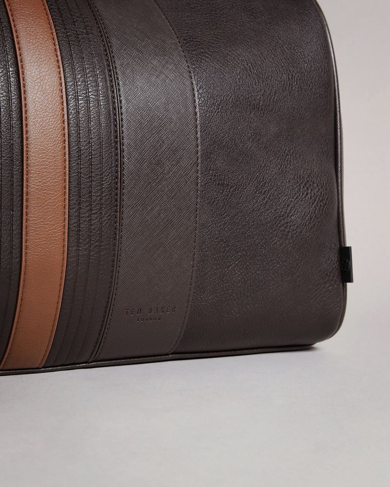 Ted Baker Evyday Striped Pu Weekendväska Herr Bruna | GSJ-345821