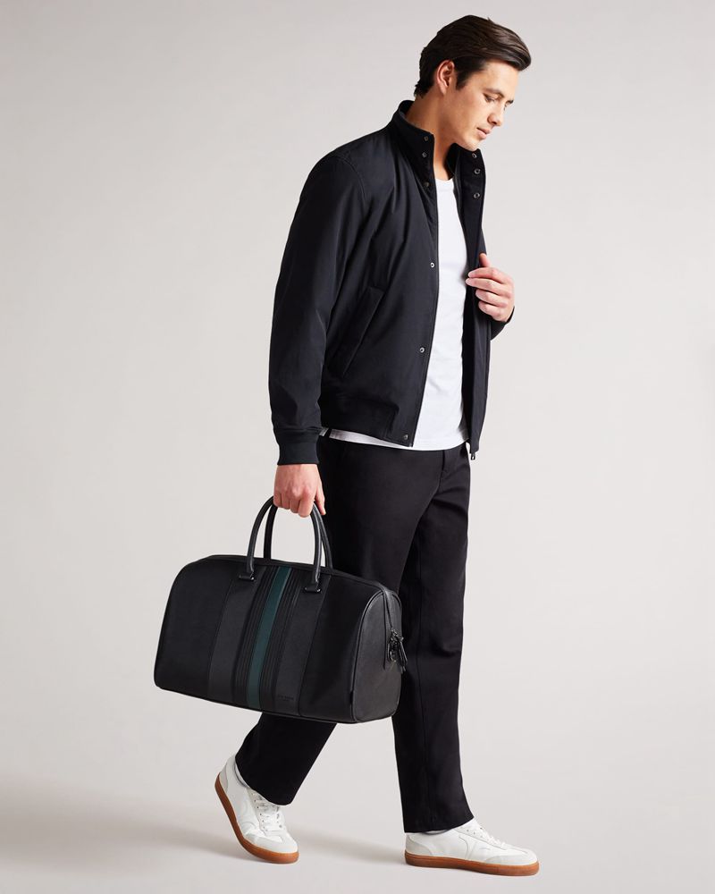 Ted Baker Evyday Striped Pu Weekendväska Herr Svarta | YAE-419230