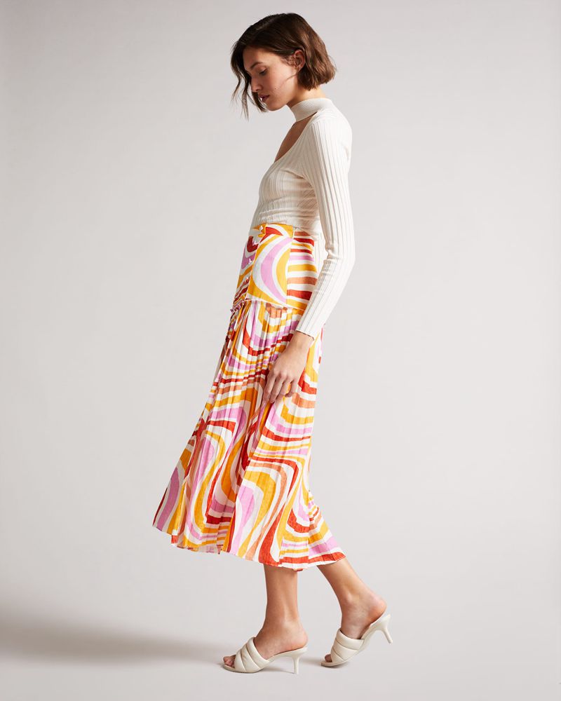 Ted Baker Faidi Dropped Midja Midi Kjolar Dam Vita | LMU-671052