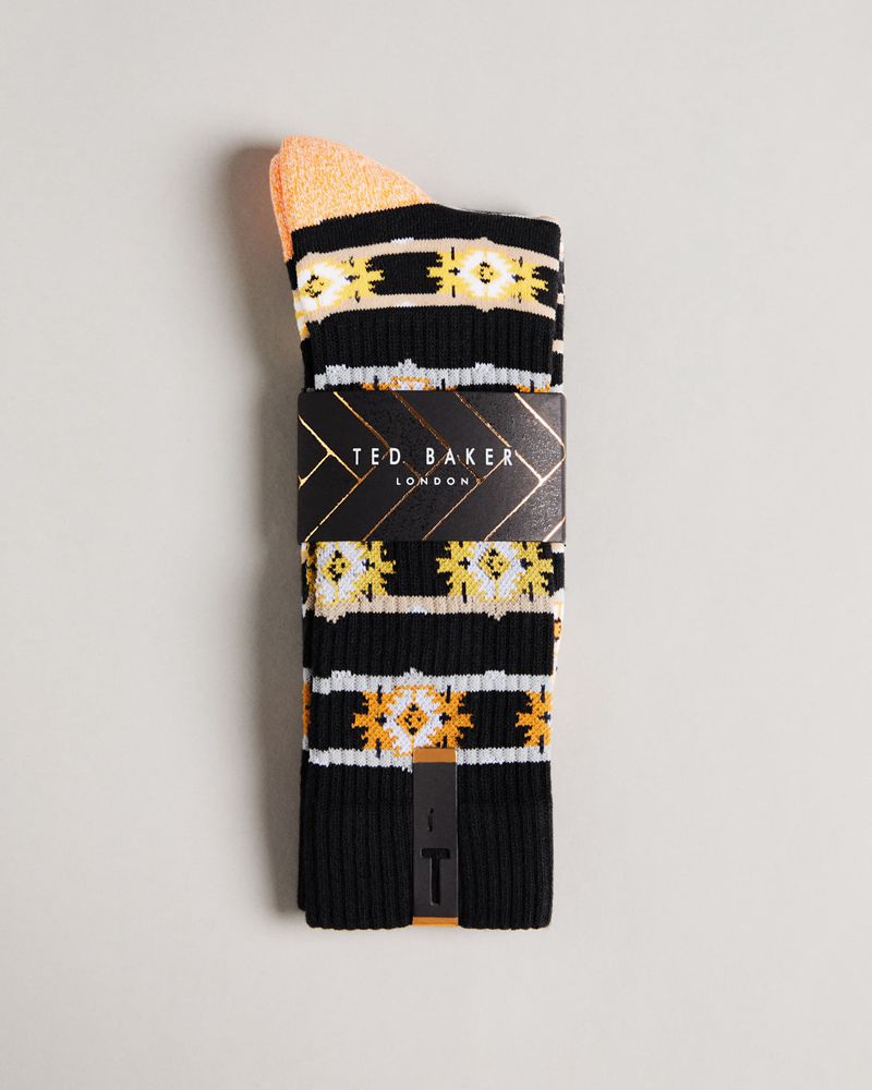 Ted Baker Fairsok Fair Isle Pattern Strumpor Herr Gray | EBL-591873