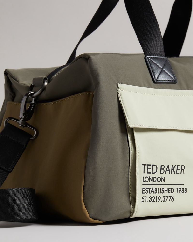 Ted Baker Fedwick Colour Block Weekendväska Herr Khaki | GFP-913268