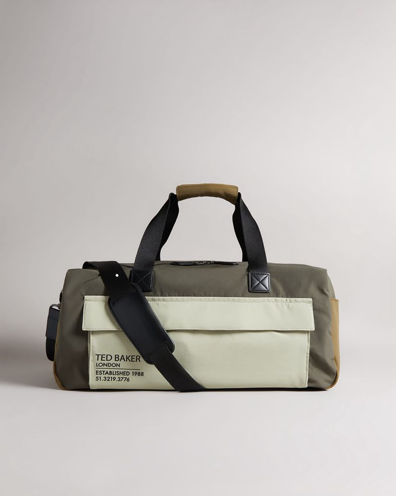 Ted Baker Fedwick Colour Block Weekendväska Herr Khaki | GFP-913268
