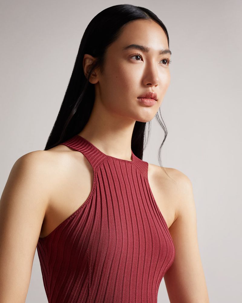 Ted Baker Feoniix Knitted Halterneck Blast Dam Rosa | LHD-403987